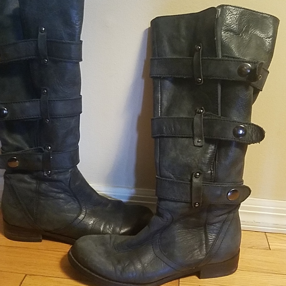 🍩 Black leather boots with adjustable straps 🍩